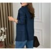Quiet Luxury Navy Blue Wool-Look Blazer