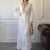 White Lace Embroidered Long Dress