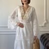 White Lace Embroidered Long Dress