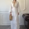 White Lace Embroidered Long Dress