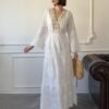 White Lace Embroidered Long Dress