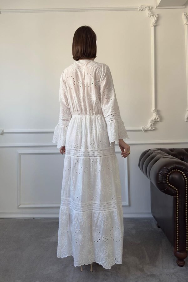 White Lace Embroidered Long Dress