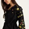 Relaxed Fit Embroidered Tie-Waist Top