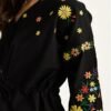 Relaxed Fit Embroidered Tie-Waist Top
