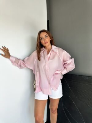 pembe-yarasa-kol-oversize-gomlek-3edb78 Women's Fashion Blouse