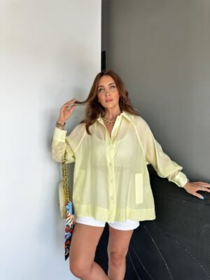 sari-yarasa-kol-oversize-gomlek--3ee23 Women's Everyday Blouse
