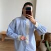 Women's Pinstripe Shirt with Guipure Lace