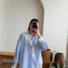 Women's Pinstripe Shirt with Guipure Lace